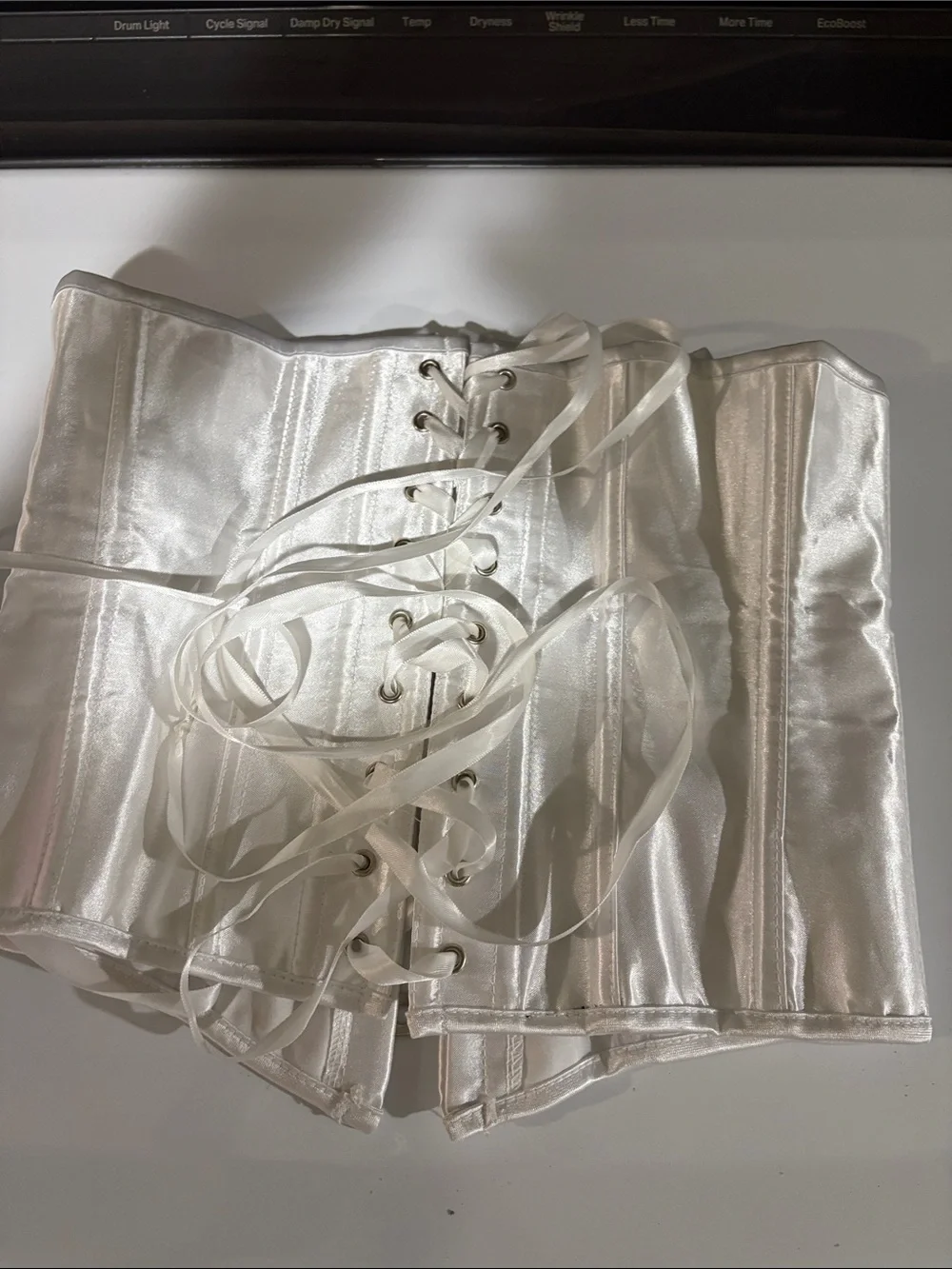 White Satin Corset Waist Cincher - Unbranded